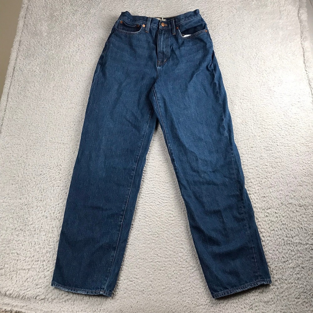 Madewell Baggy Straight Jeans Women 27 (28x31) Blue High Rise Cotton Hemp Denim